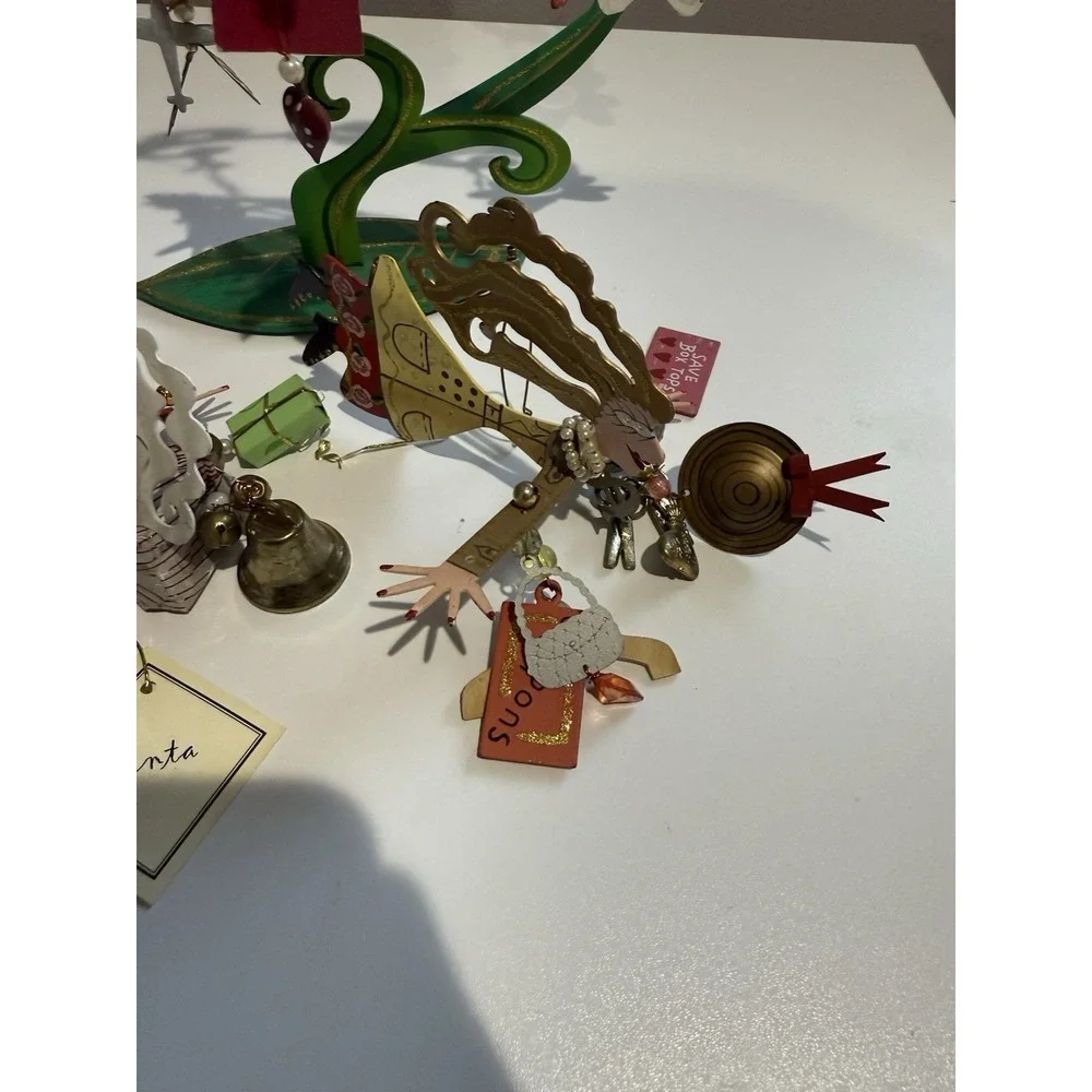 4 Piece Karen Rossi‎ Silvestri Fanciful Flights Ornaments SANTA SHOPPER COUPONER